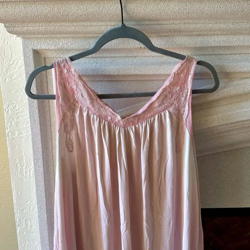 Vintage Nylon Swing Nightgown with Lace Trim